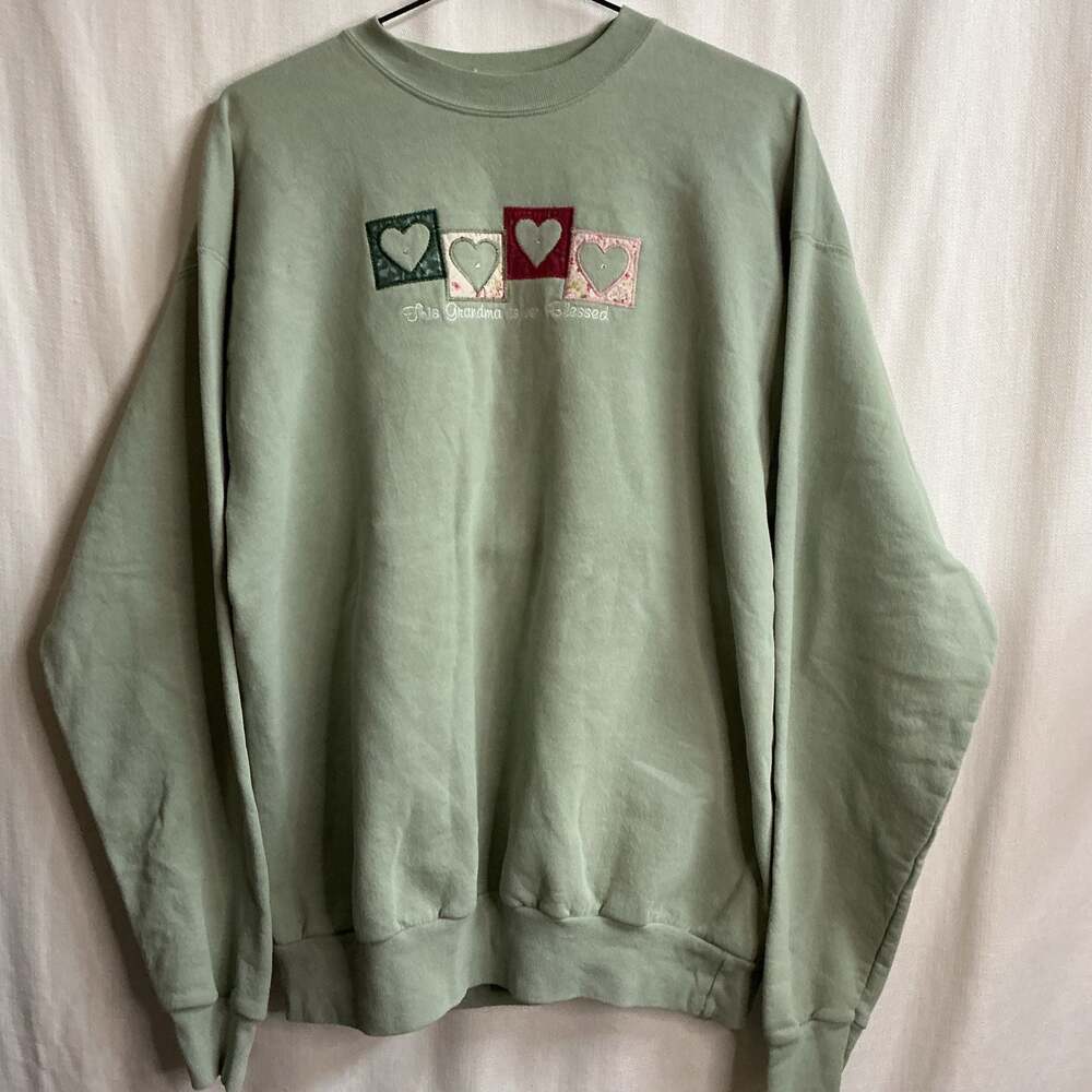 Vintage 90s "This Grandma Is Very Blessed" Heart Embroidered Crewneck